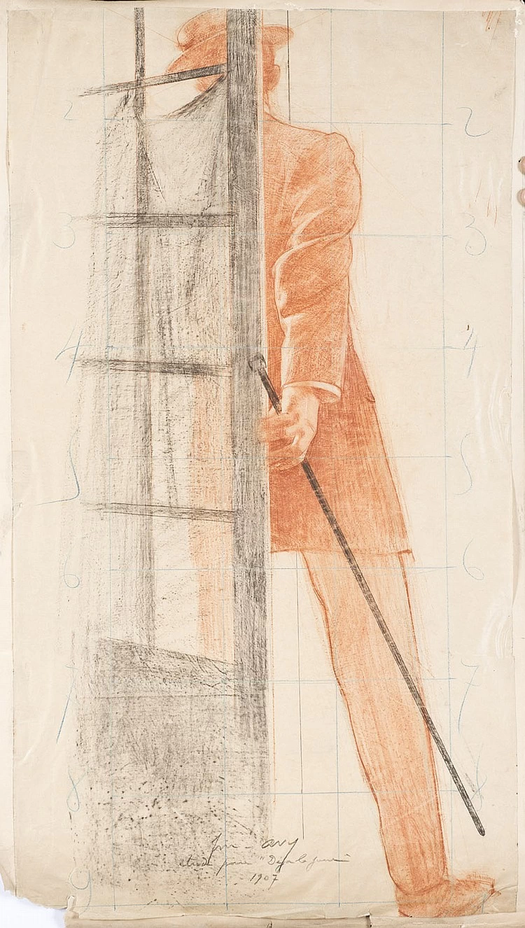 Studio di uomo alla porta